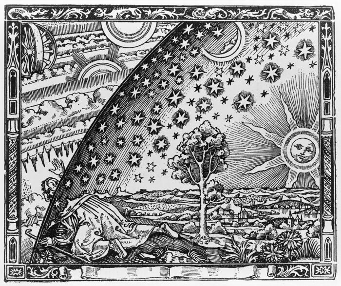 Rycina z ,,L'atmosphère: météorologie populaire" Camille Flammariona, autor nieznany.